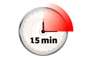 timer face showing a 15 minute segment in red