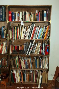 books and bookshelf sold in online auction