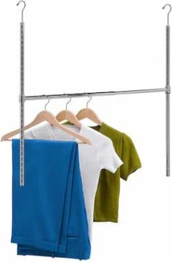 hanging closet rod to organize bedroom clothing