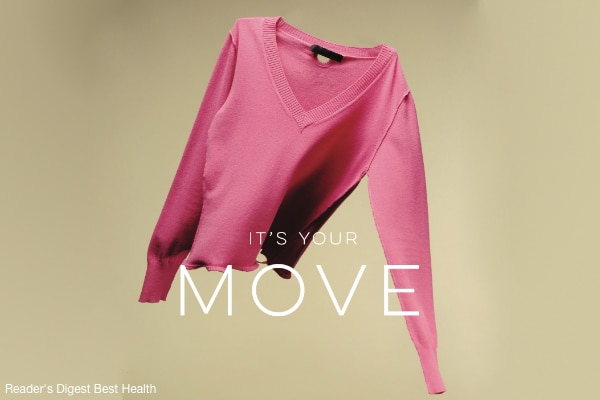 pink shirt hanging against beige background best health magazine how to give without guilt