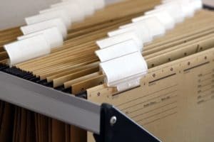 hanging files in filing cabinet for spring cleaning