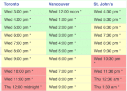 calendar showing best dates and times