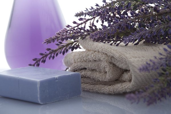lavender soap highlighting bathroom organizing solutions