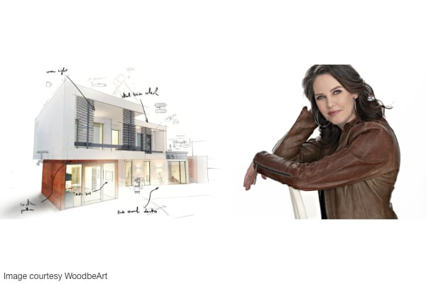 house sketch design and image of brandy kawulka, host of all things renovation podcast