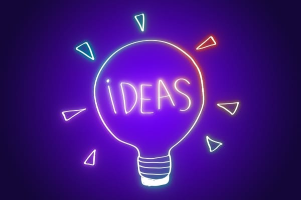 graphic of neon lights shaped like lightbulb with the word ideas inside representing best home organization ideas