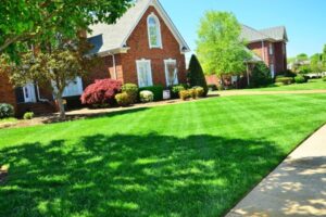 house with manicured lawn and for sale sign in front showing how to be a good neighbour on moving day