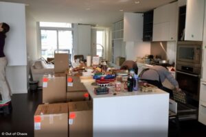 the Out of Chaos move management team executing downsizing and moving tips in the kitchen of a Vancouver home